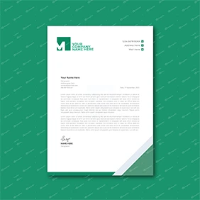 Modern letterhead template design in green and white